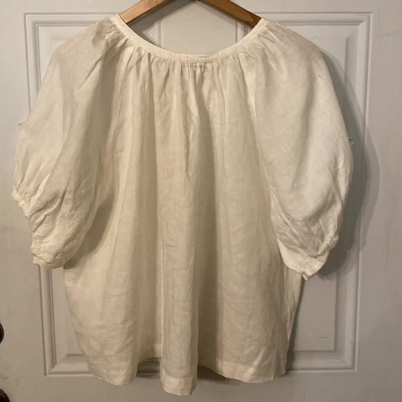 NWOT Sundance Graceful Days White 100% Linen Button Top - Picture 11 of 15
